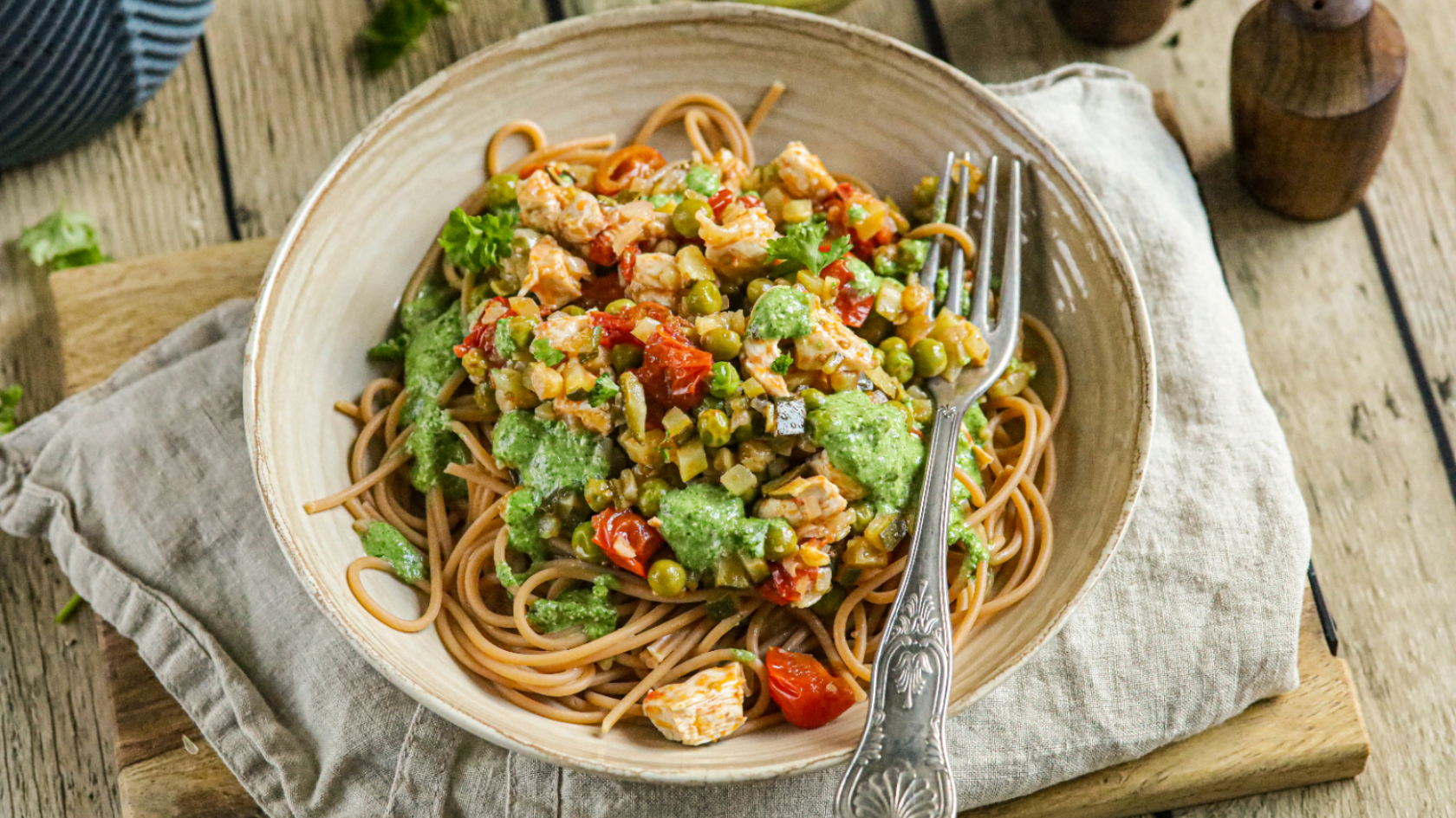 Recept: pasta met groene saus