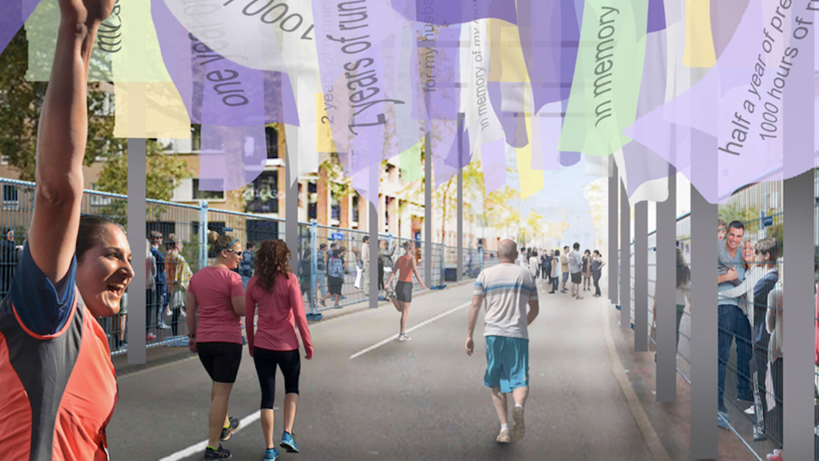 Ontwerper bedenkt 'knuffelhek' bij Marathon Eindhoven