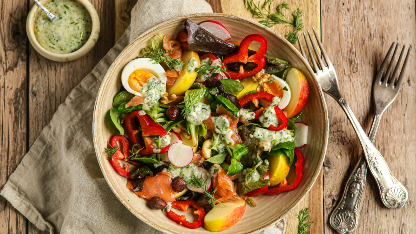 Recept: salade met gerookte zalm en appel