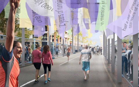 Ontwerper bedenkt 'knuffelhek' bij Marathon Eindhoven