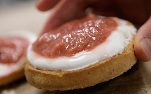 Recept: beschuit met kwark, rabarber en aardbeien