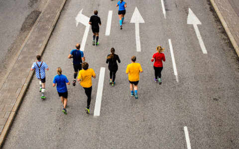 Warmlopen voor Marathon Eindhoven in het theater